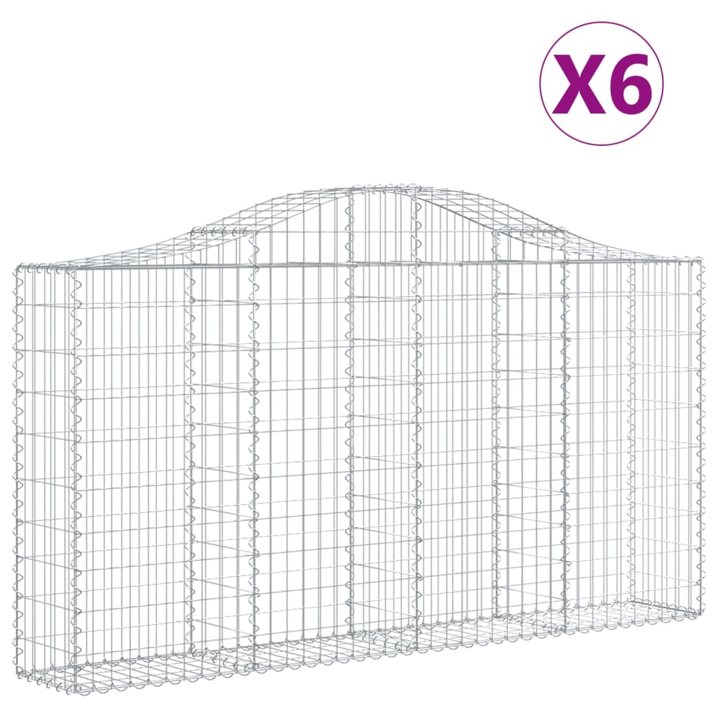 vidaXL Paniers à gabions arqués 6 pcs 200x30x100/120 cm Fer galvanisé