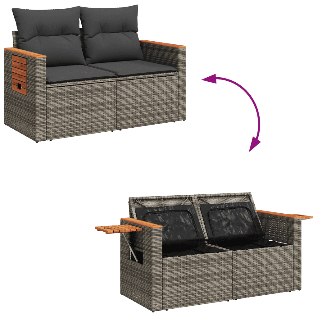 vidaXL Salon de jardin 6 pcs avec coussins gris résine tressée