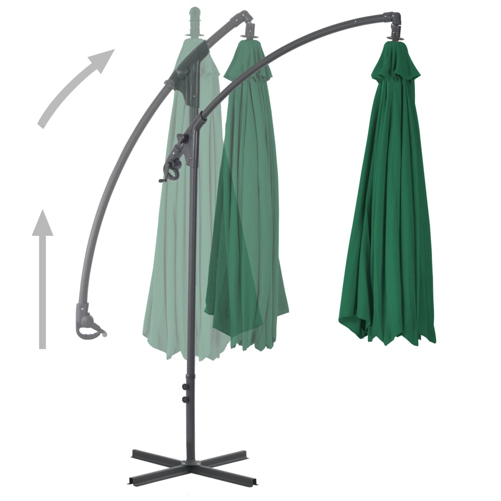 vidaXL Parasol de jardin en porte-à-faux avec mât en acier vert