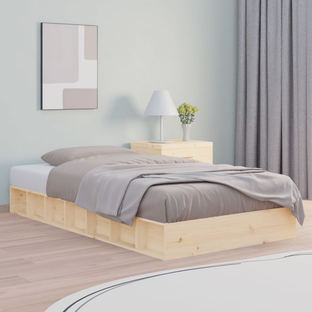 vidaXL Cadre de lit sans matelas 75x190 cm bois massif