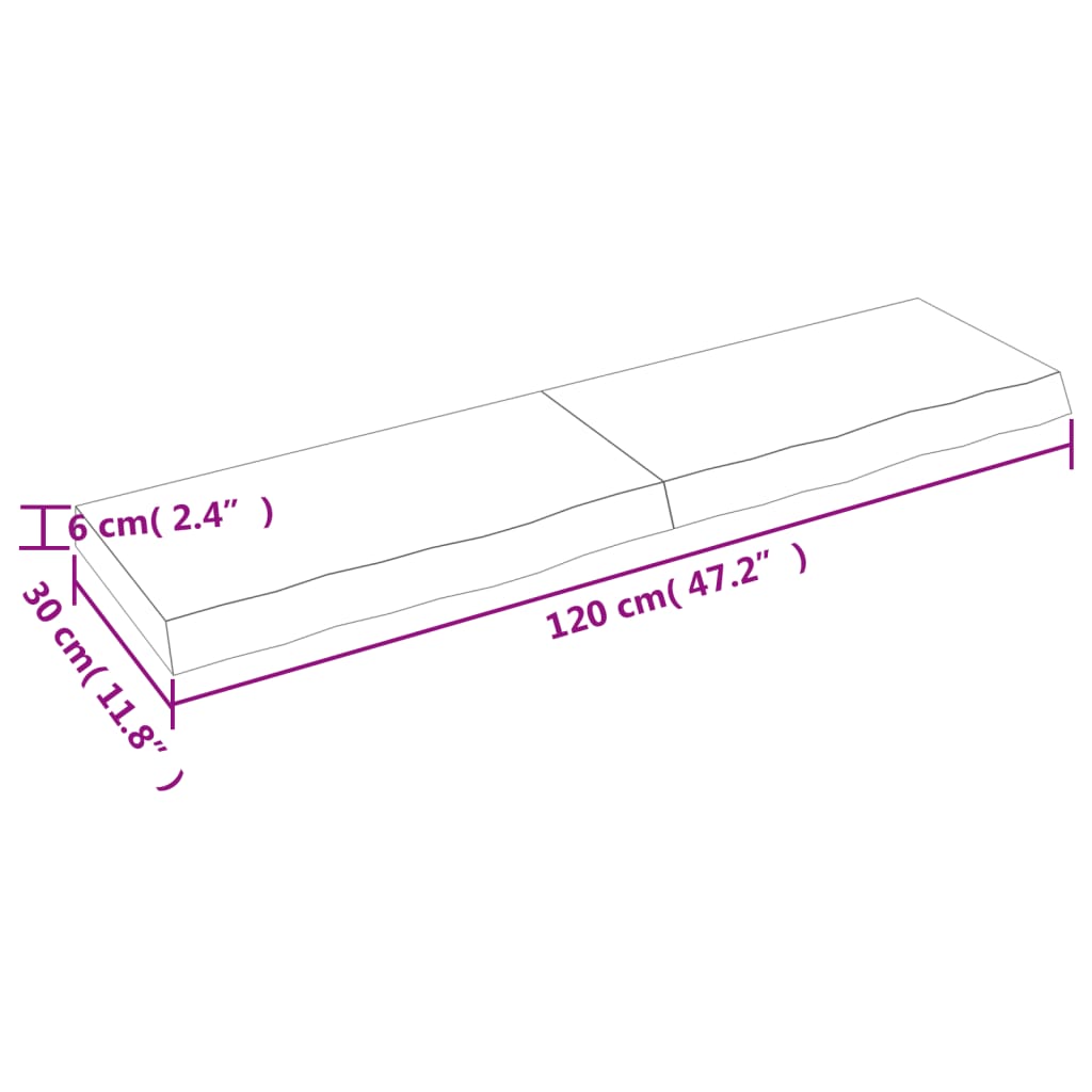 vidaXL Étagère murale 120x30x(2-6) cm bois de chêne massif non traité