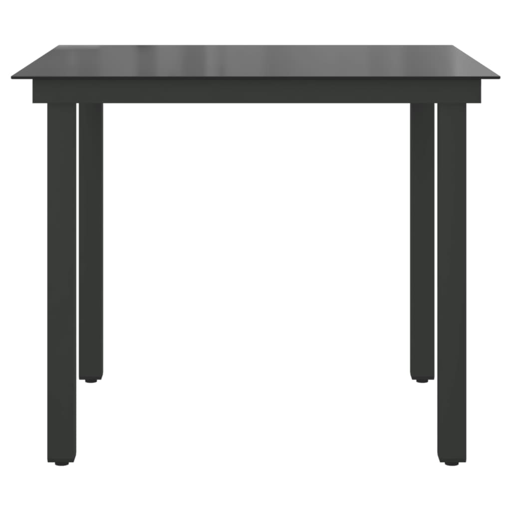 vidaXL Table de jardin Noir 80x80x74 cm Aluminium et verre