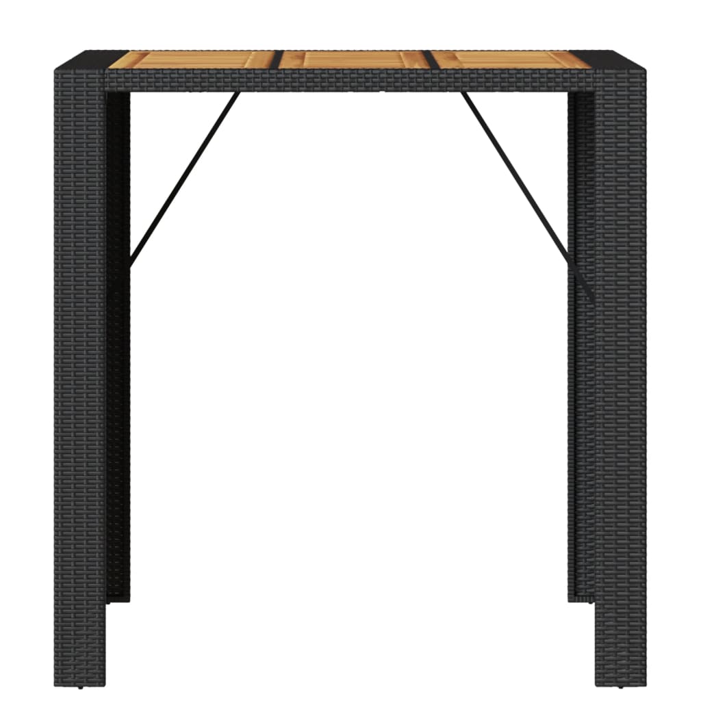 vidaXL Table de bar de jardin et dessus en bois acacia résine tressée