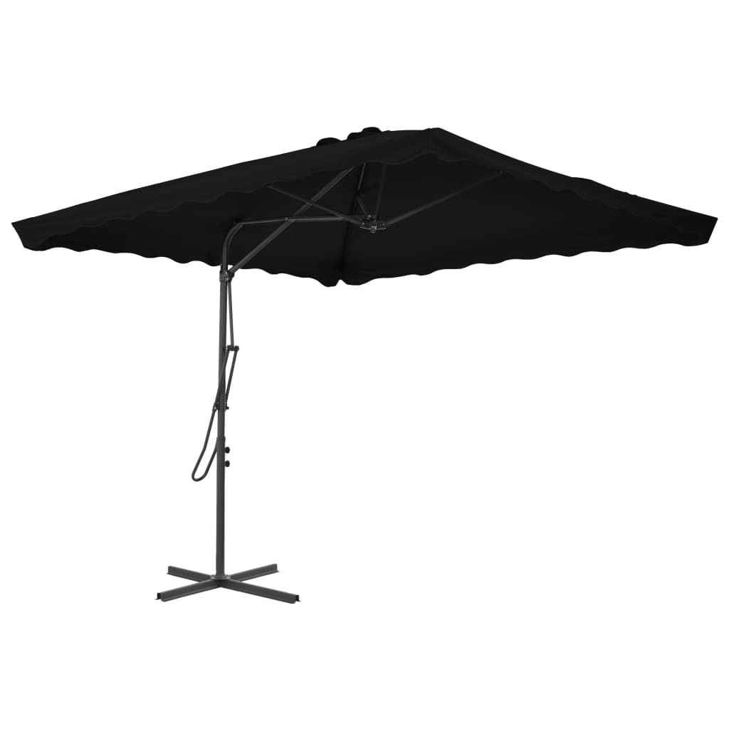 vidaXL Parasol de jardin avec mât en acier noir 250x250x230 cm