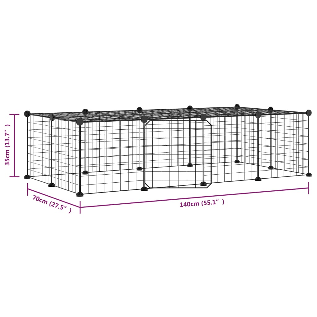 vidaXL Cage animaux de compagnie à 20 panneaux et porte Noir 35x35 cm