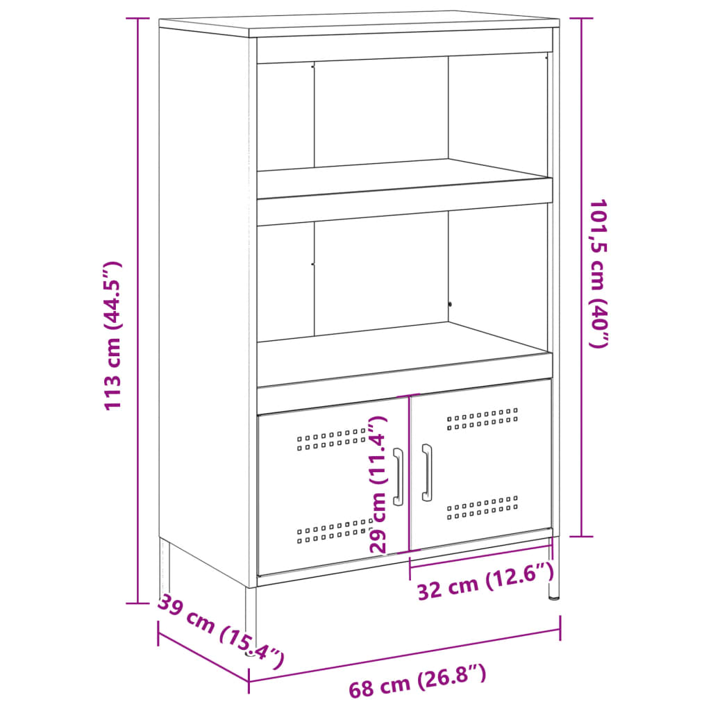 vidaXL Buffet haut blanc 68x39x113 cm acier