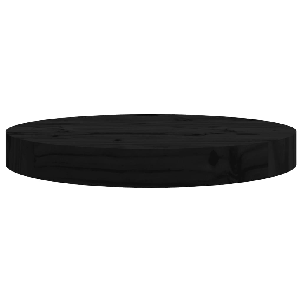 vidaXL Dessus de table rond noir Ø30x3 cm bois de pin massif