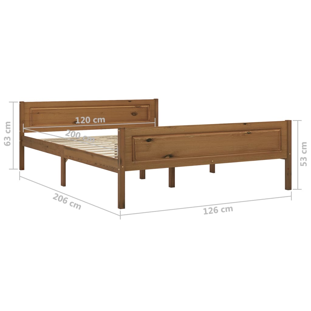 vidaXL Cadre de lit sans matelas pin massif marron miel 120x200 cm