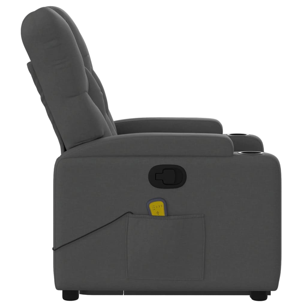 vidaXL Fauteuil de massage inclinable Gris foncé Tissu