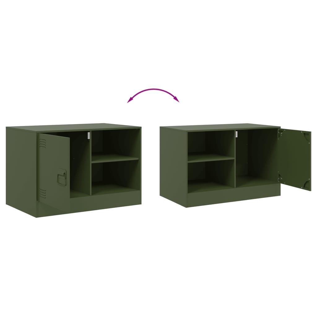 vidaXL Meuble TV vert olive 67x39x44 cm acier