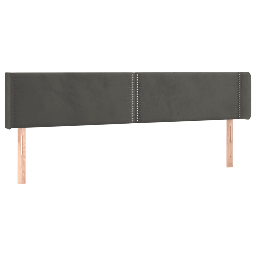 vidaXL Tête de lit avec oreilles Gris foncé 183x16x78/88 cm Velours