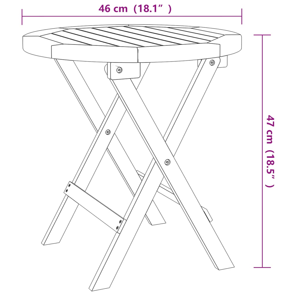 vidaXL Table pliable de jardin blanc Ø 46 cm bois d'acacia solide