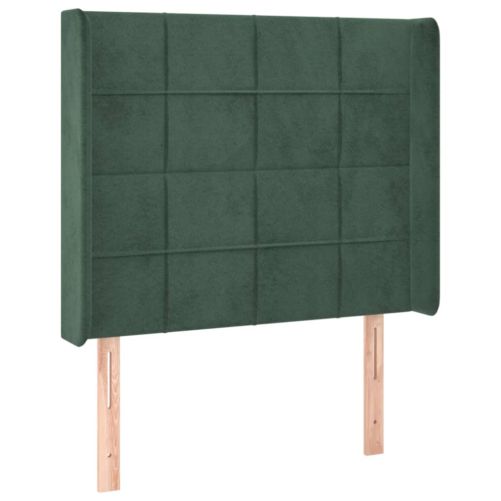 vidaXL Tête de lit à LED Vert foncé 103x16x118/128 cm Velours