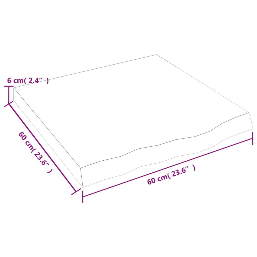 vidaXL Dessus de table 60x60x(2-6) cm bois de chêne massif non traité