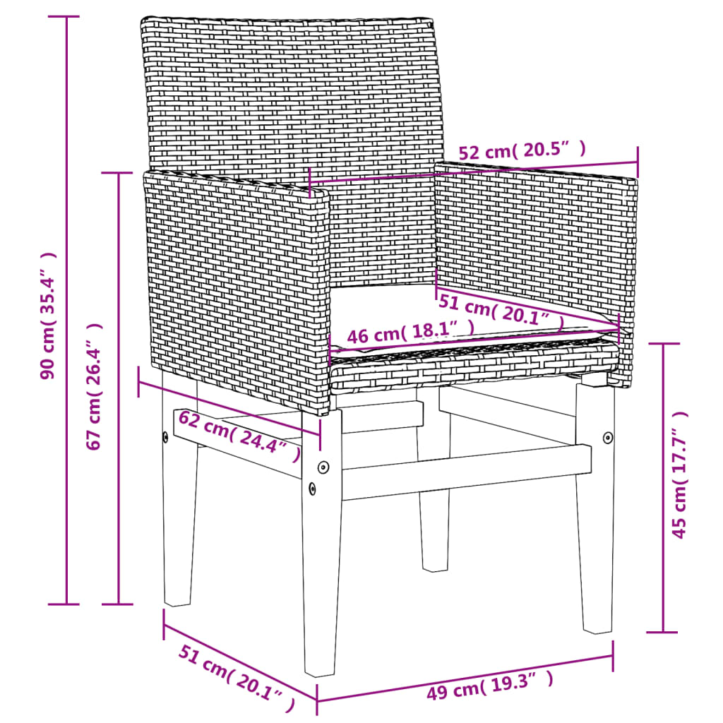 vidaXL Chaises de jardin coussins lot de 2 gris résine tressée et bois