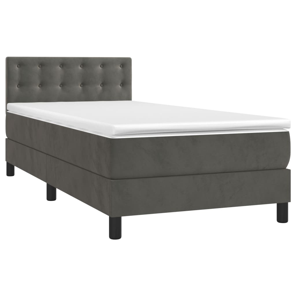 vidaXL Sommier à lattes de lit et matelas Gris foncé 90x190 cm Velours