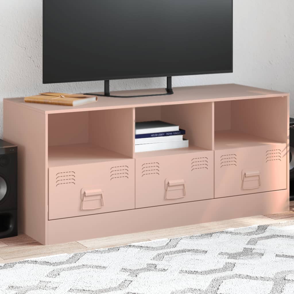 vidaXL Meuble TV rose 99x39x44 cm acier