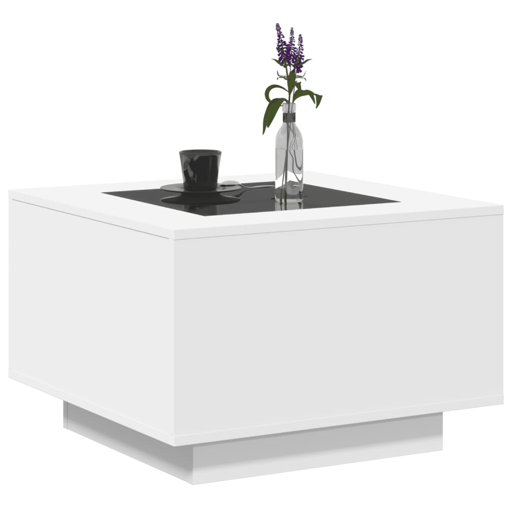 vidaXL Table basse avec LED blanc 60x60x40 cm bois d'ingénierie