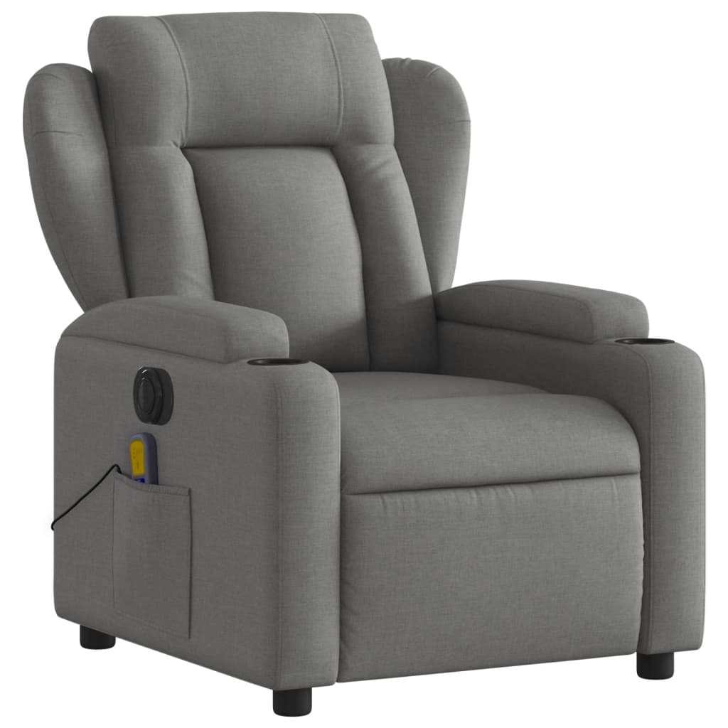 vidaXL Fauteuil inclinable de massage électrique gris foncé tissu