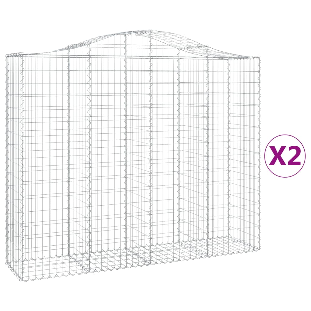 vidaXL Paniers à gabions arqués 2 pcs 200x50x160/180 cm Fer galvanisé