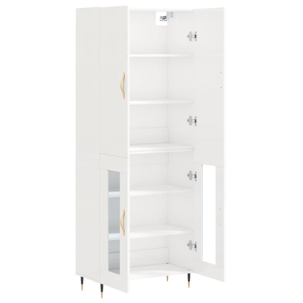 vidaXL Buffet haut Blanc brillant 69,5x34x180 cm Bois d'ingénierie