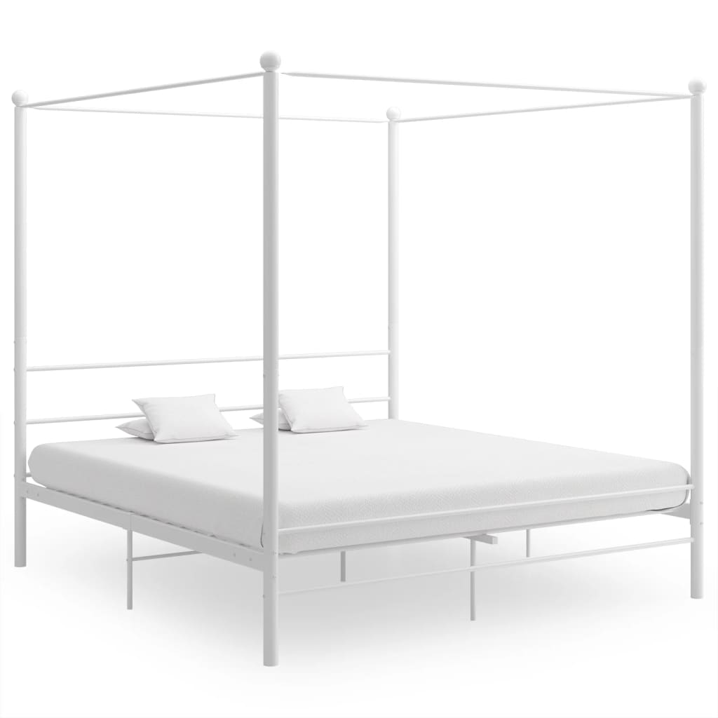 vidaXL Cadre de lit à baldaquin sans matelas blanc métal 180x200 cm