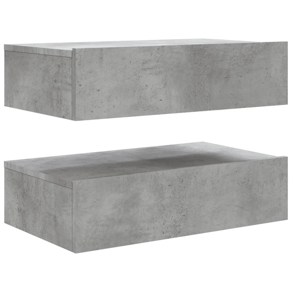 vidaXL Meubles TV avec lumières LED 2 pcs gris béton 60x35x15,5 cm