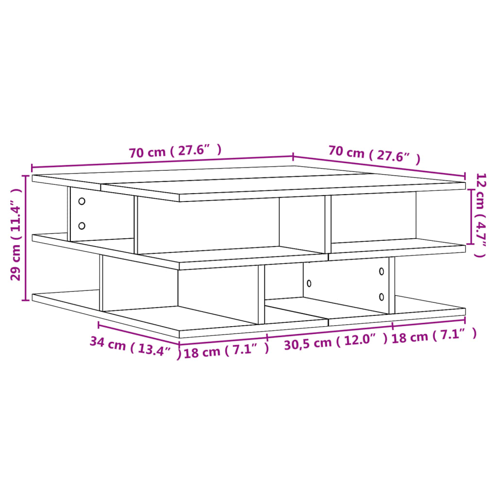 vidaXL Table basse blanc 70x70x29 cm bois d'ingénierie