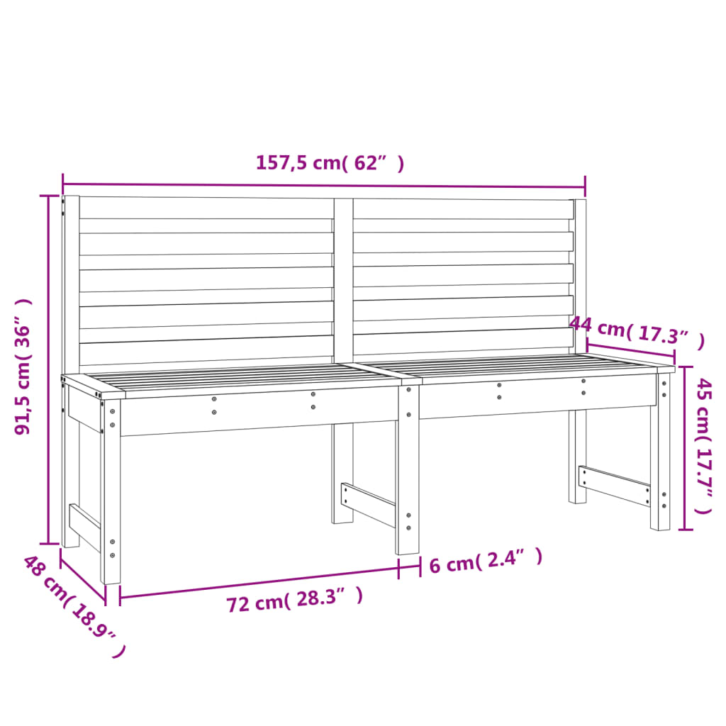 vidaXL Banc de jardin 157,5 cm bois massif de pin