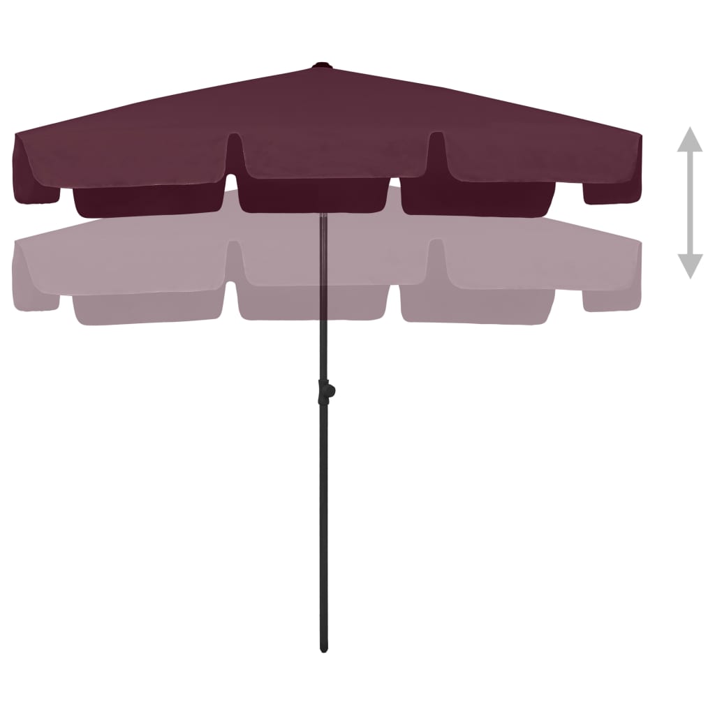 vidaXL Parasol de plage rouge bordeaux 200x125 cm