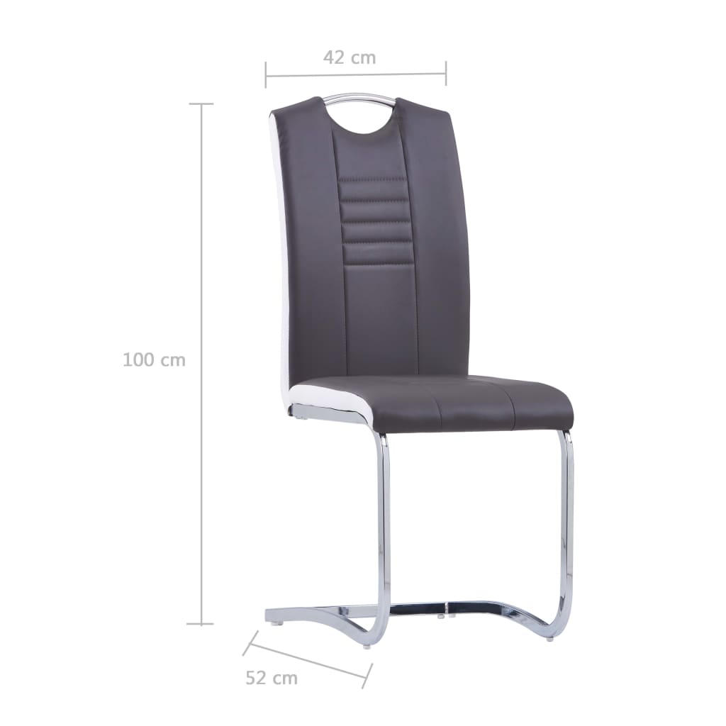 vidaXL Chaises à manger cantilever lot de 2 gris similicuir