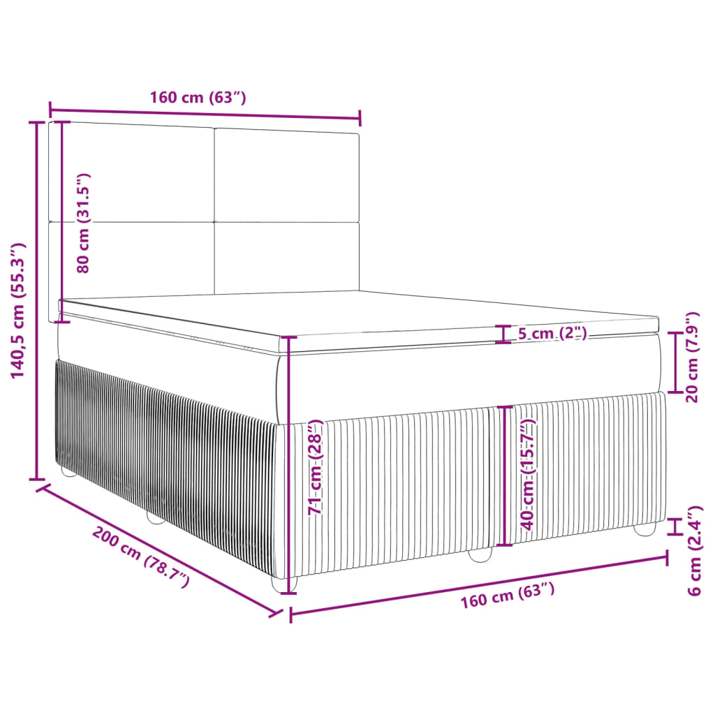 vidaXL Sommier à lattes de lit avec matelas Rose 160x200 cm Velours