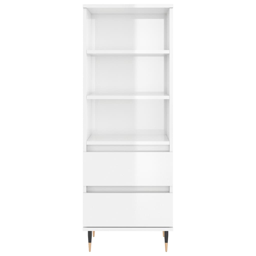 vidaXL Buffet haut Blanc brillant 40x36x110 cm Bois d'ingénierie