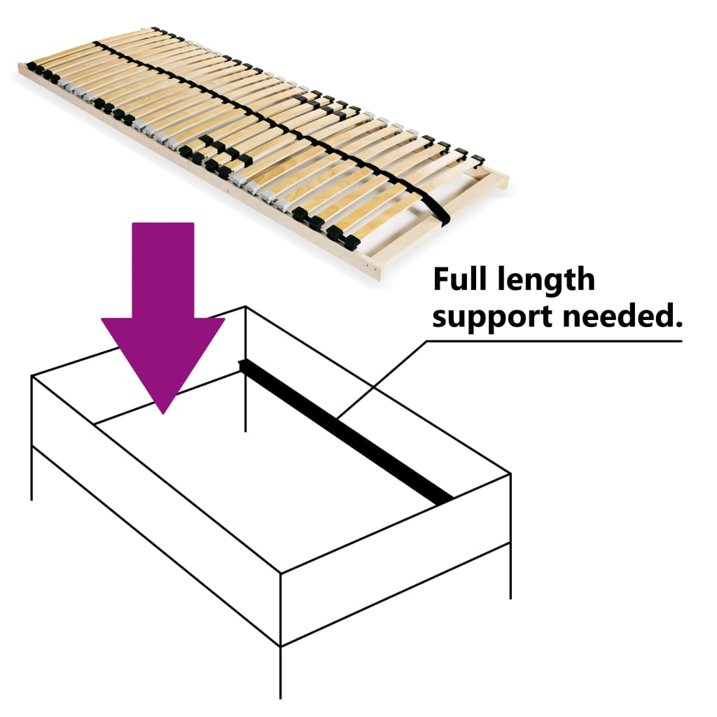 vidaXL Sommier à lattes sans matelas avec 28 lattes 7 zones 90x200 cm