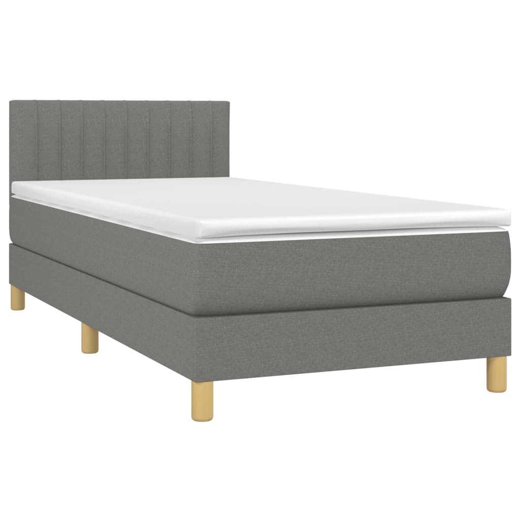 vidaXL Sommier à lattes de lit avec matelas Gris foncé 80x200 cm Tissu