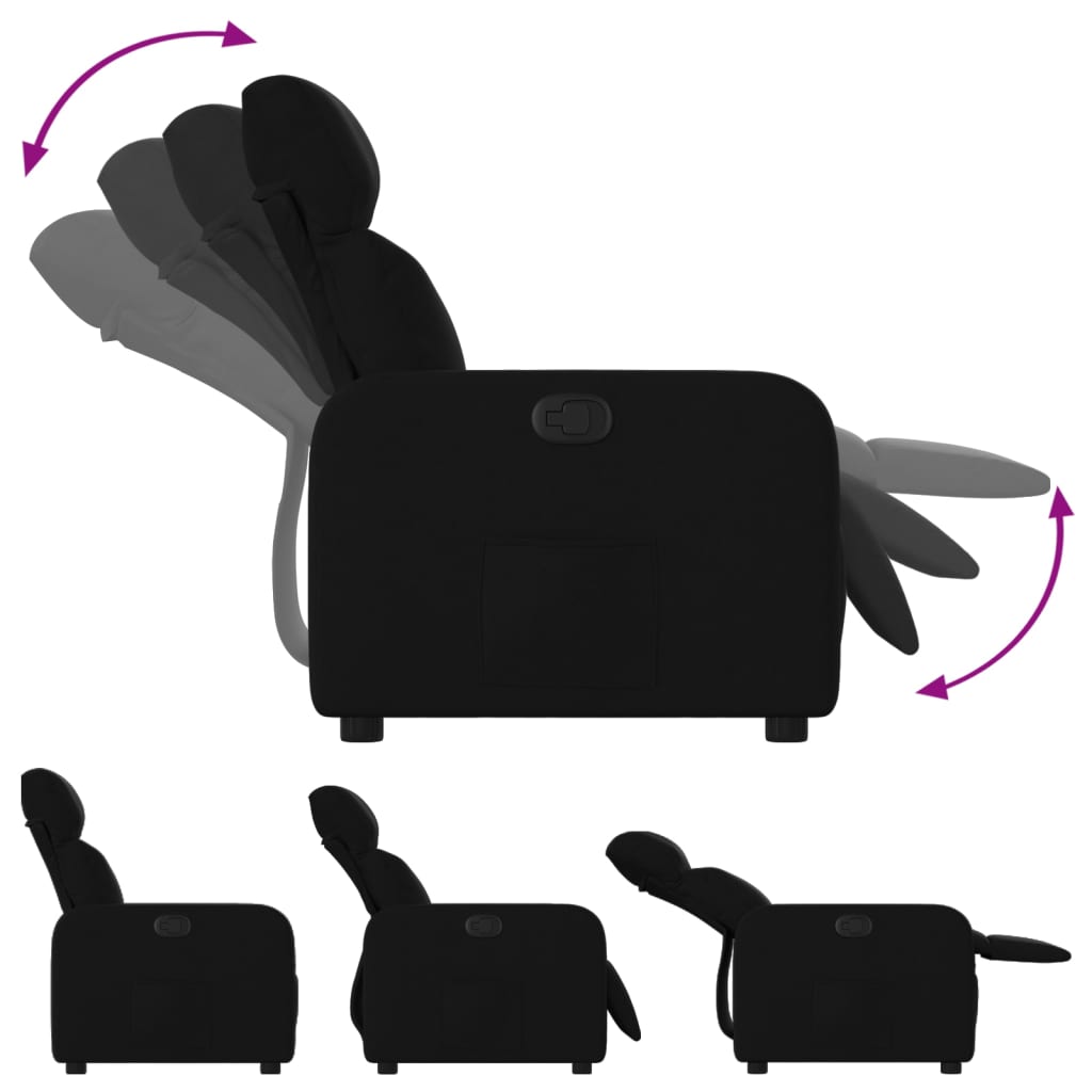 vidaXL Fauteuil inclinable Noir Tissu