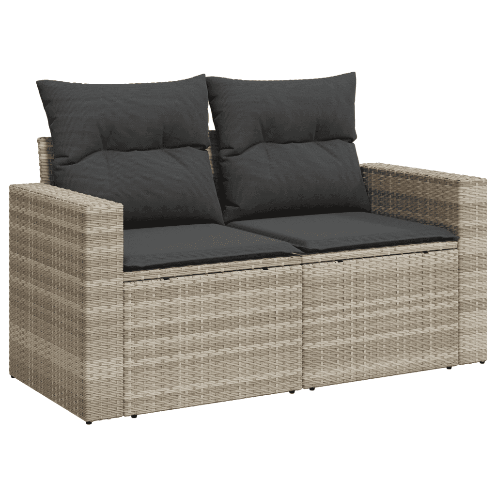 vidaXL Salon de jardin 11 pcs avec coussins gris clair résine tressée