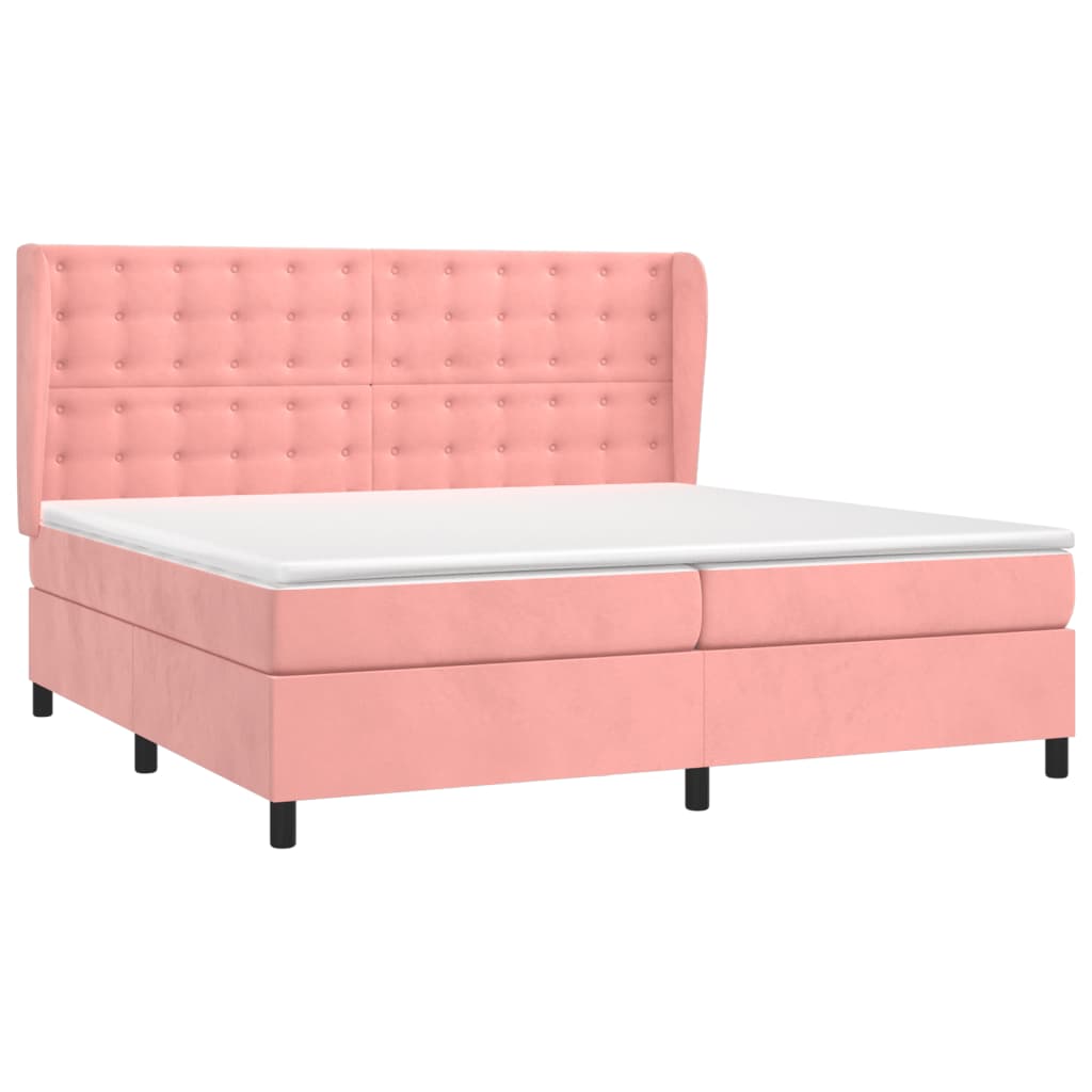 vidaXL Sommier à lattes de lit avec matelas Rose 200x200 cm Velours