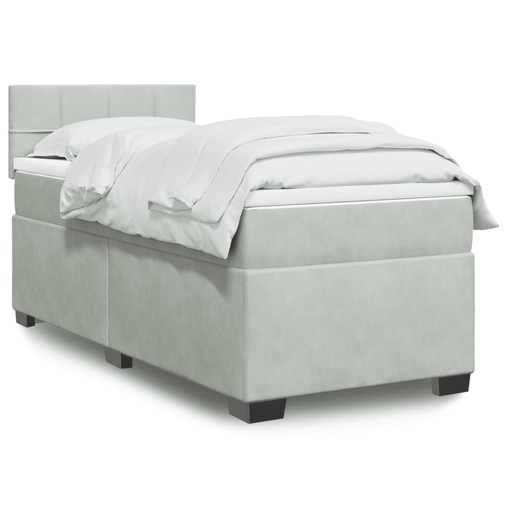 vidaXL Sommier à lattes de lit et matelas Gris clair 90x200 cm Velours