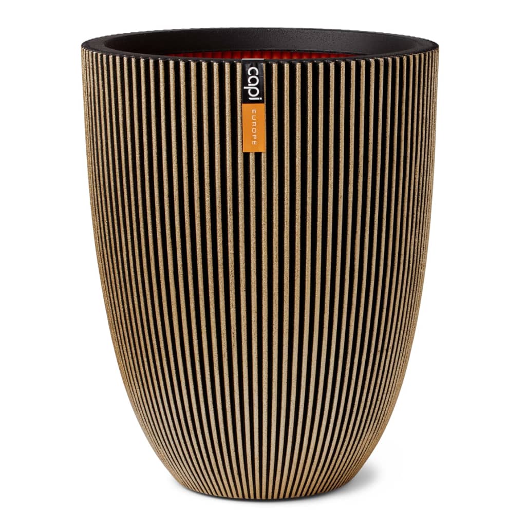 Capi Vase élégant Groove 46x58 cm Noir et doré