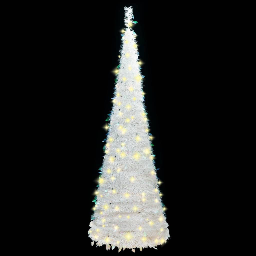 vidaXL Sapin de Noël artificiel escamotable 100 LED blanc 150 cm