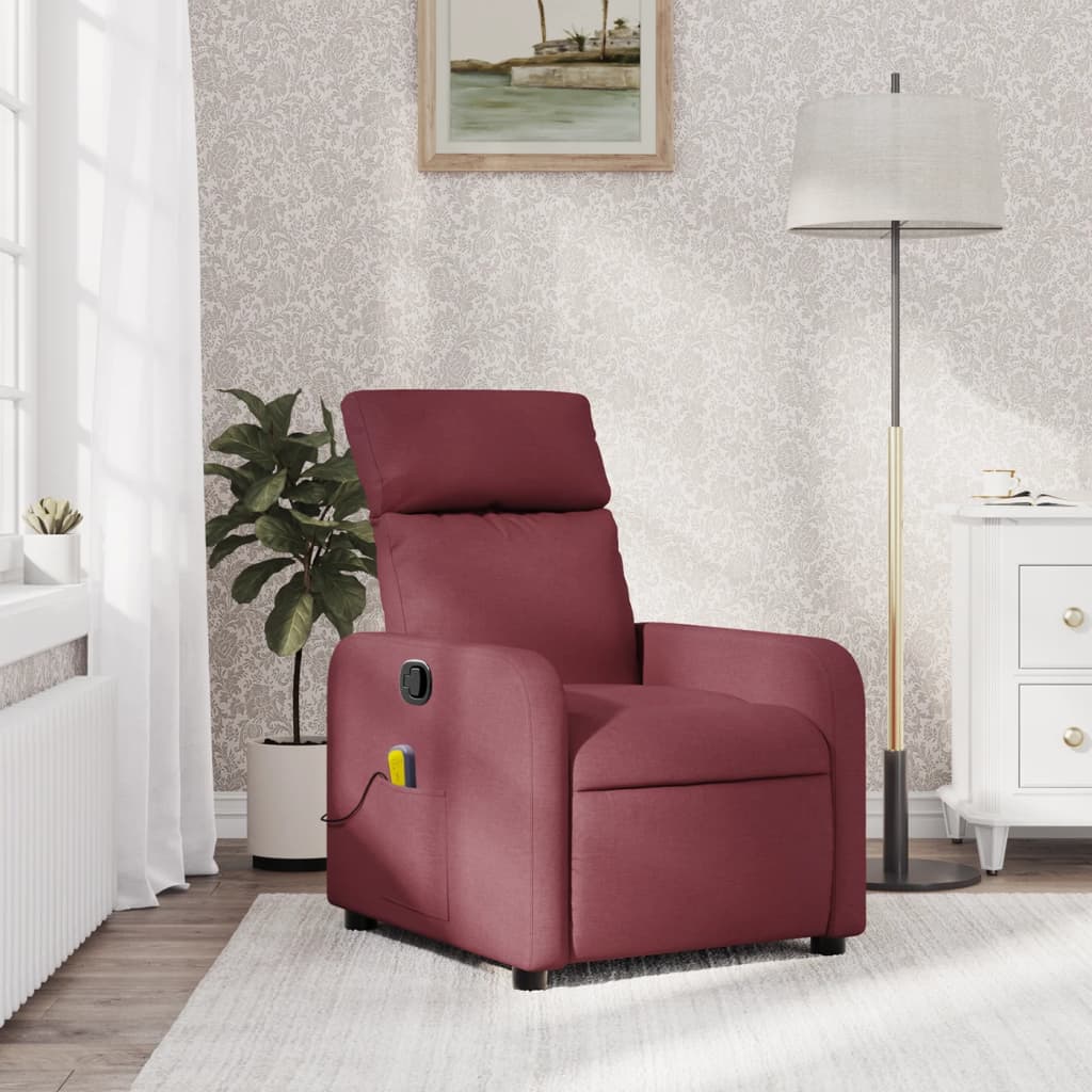 vidaXL Fauteuil de massage inclinable Rouge bordeaux Tissu