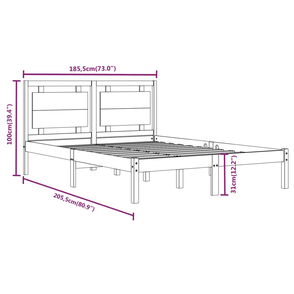 vidaXL Cadre de lit sans matelas 180x200 cm bois massif