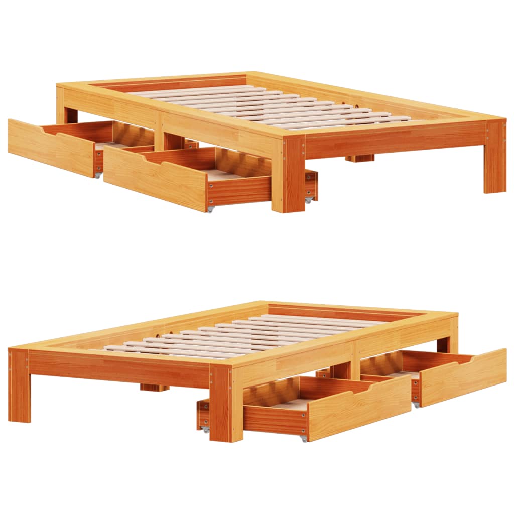 vidaXL Cadre de lit sans matelas cire marron 75x190 cm bois pin massif