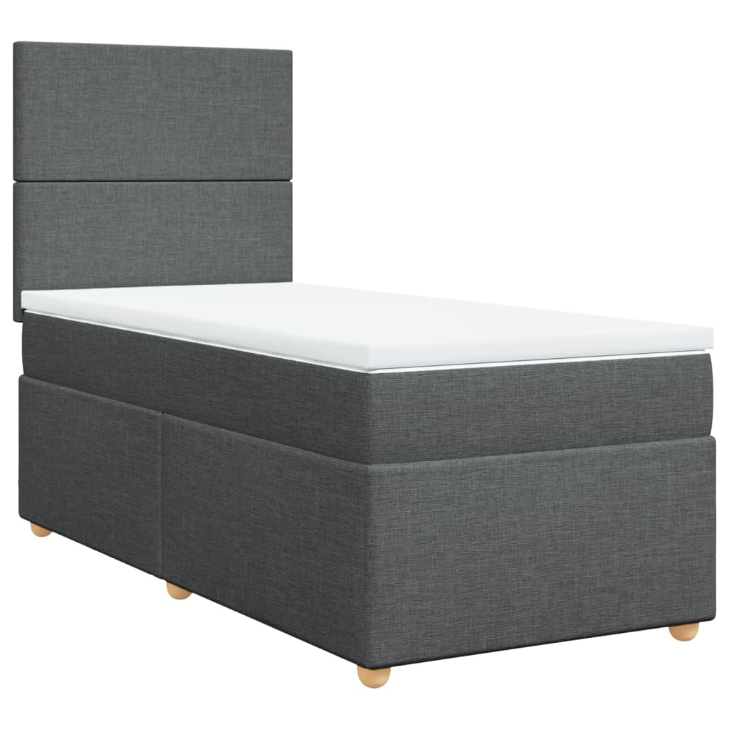 vidaXL Sommier à lattes de lit avec matelas Gris foncé 80x200 cm Tissu