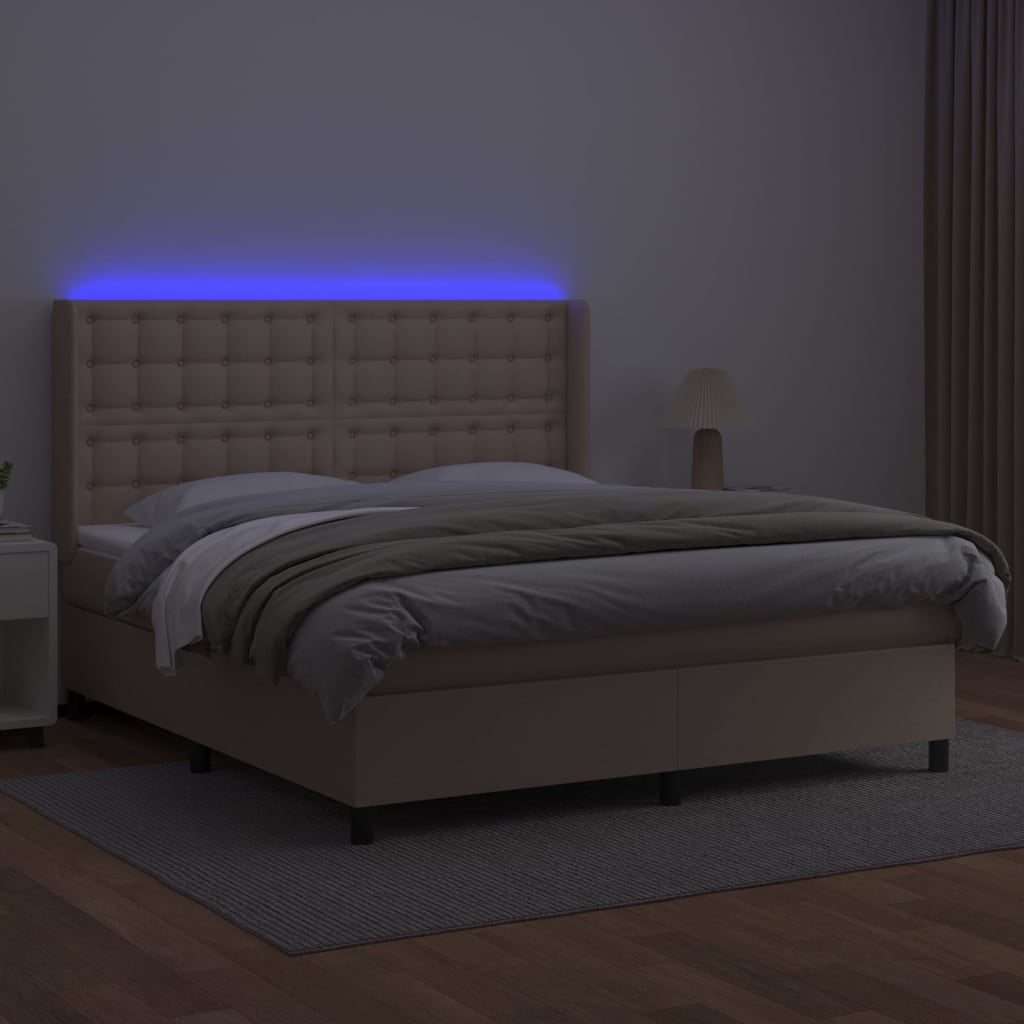 vidaXL Sommier à lattes de lit matelas LED Cappuccino 160x200 cm