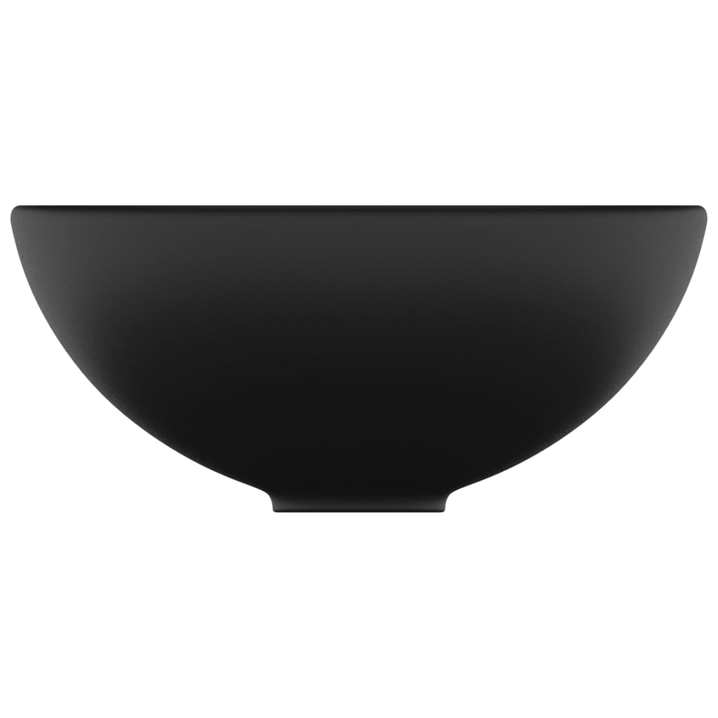 vidaXL Lavabo rond de salle de bain Noir mat 32,5x14 cm Céramique