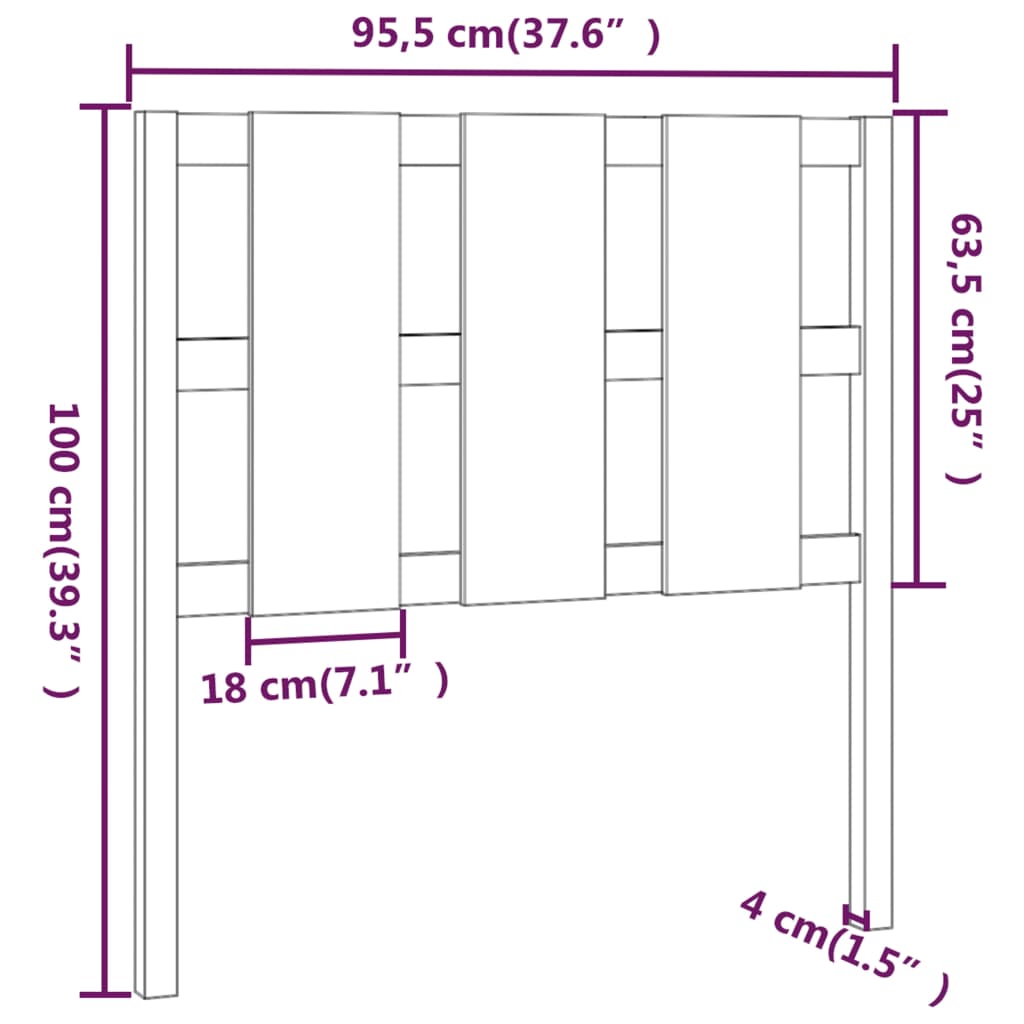 vidaXL Tête de lit Marron miel 95,5x4x100 cm Bois massif de pin