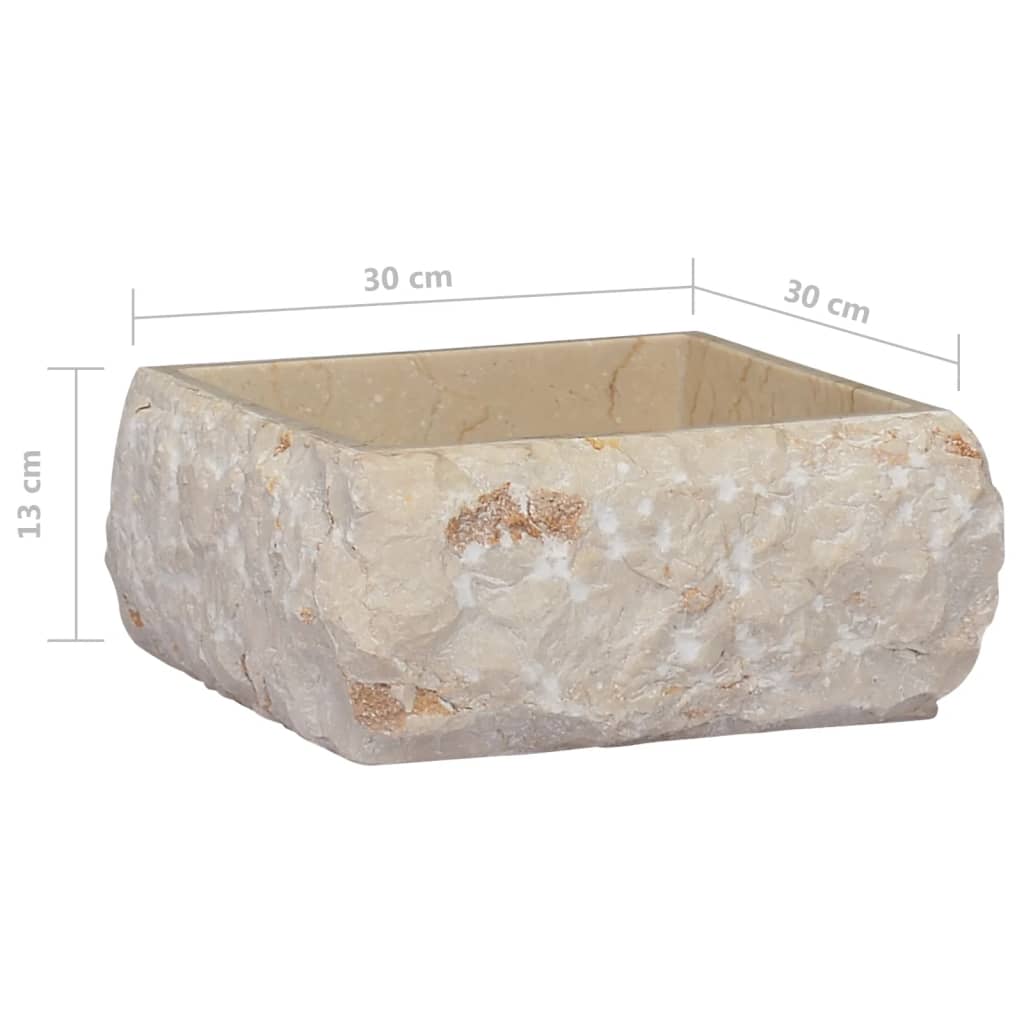 vidaXL Lavabo Crème 30x30x13 cm Marbre