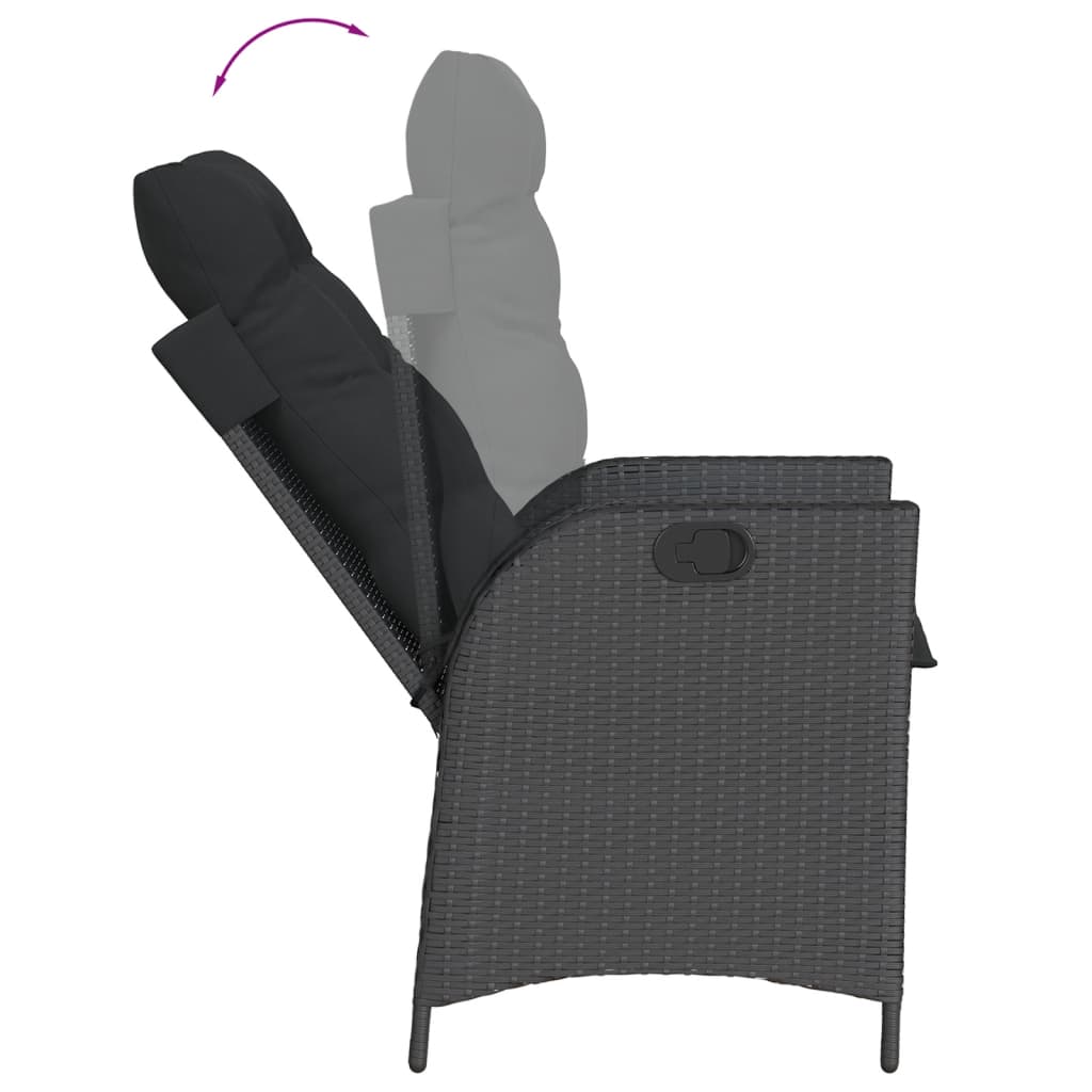 vidaXL Ensemble à manger de jardin coussins 5pcs Noir Résine tressée